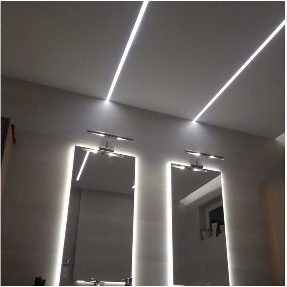ENERGMiX LED-Stripe-Profil 2 Meter Alu Profile Alu Schiene Profil mit Milchglas Abdeckung Kanal, Profil Kanal LED Leiste Profil Kanal system für LED Streifen 200cm