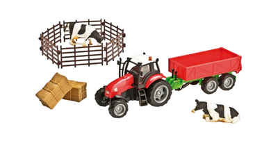 Glow2B Spielzeug-Traktor Kids Globe Country Life Bauernhof Spielset, (Set, 12-tlg), Traktor mit Kippanhänger