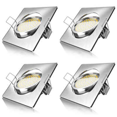 Brandson LED Einbaustrahler, schwenkbarer Deckenspot, Edelstahl Optik, 320 Lumen, Warmweiß, 4er Set