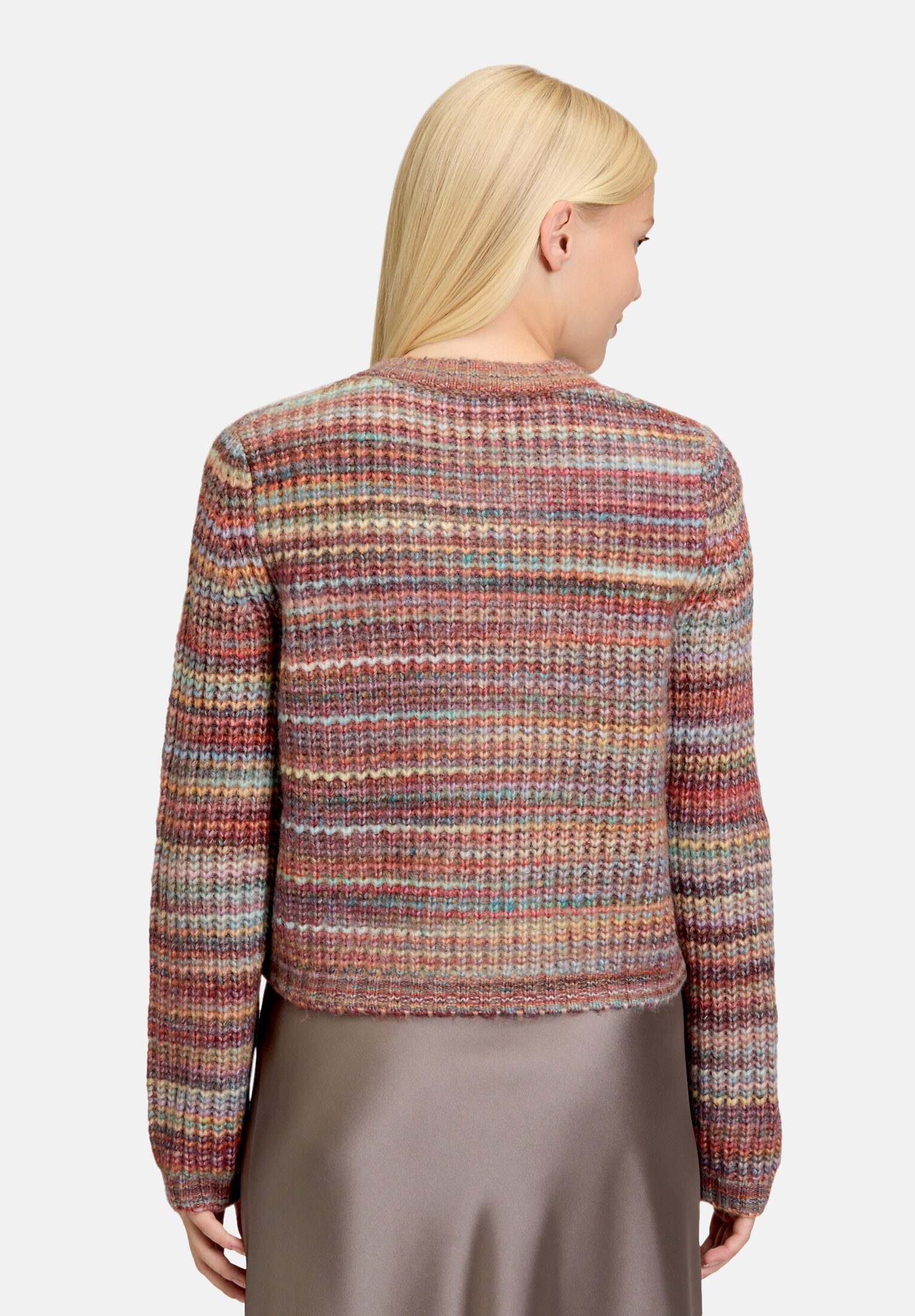 Cartoon Strickjacke Damen mit Rundhalsausschnitt (1-tlg)