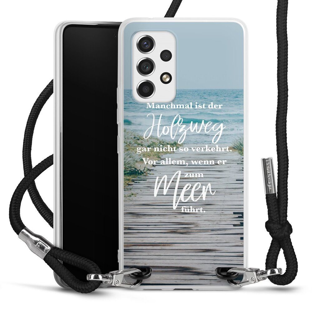 DeinDesign Handyhülle »Strand Motivation Spruch Holzweg«, Samsung