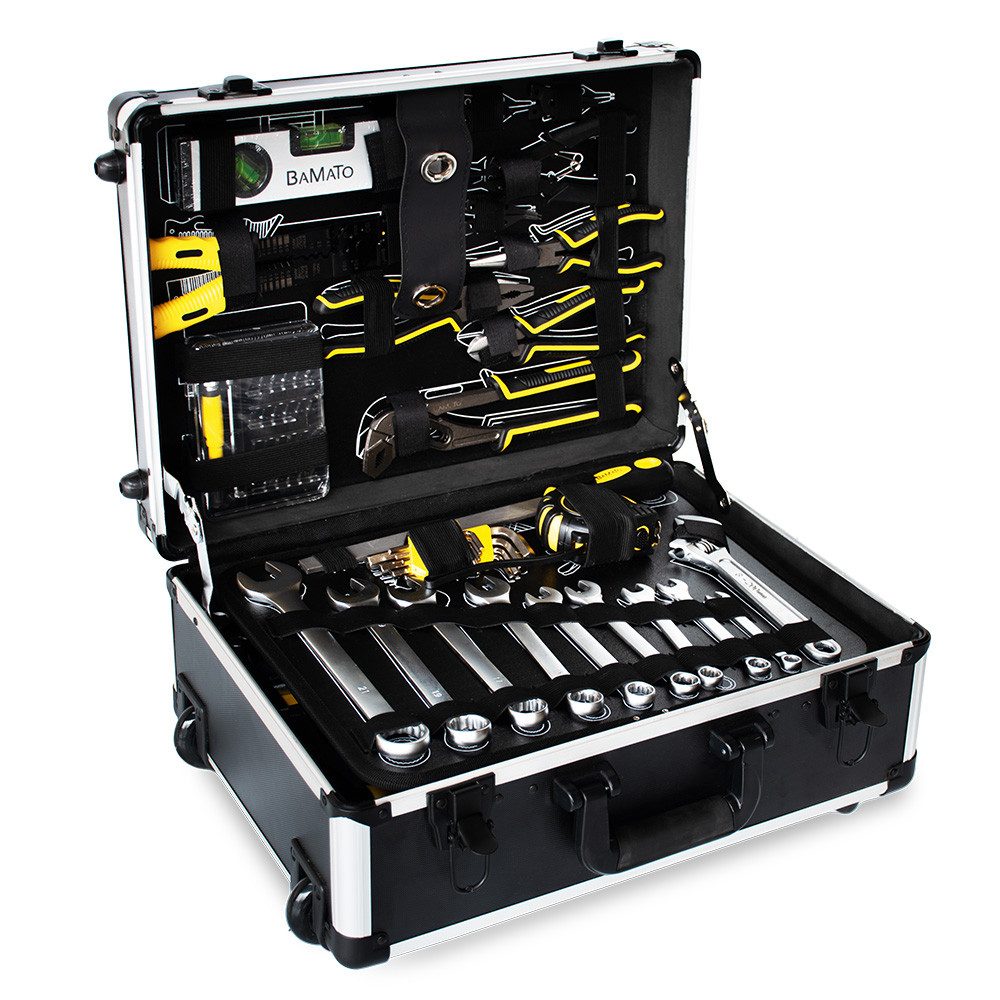 BAMATO Werkzeugkoffer gefüllt 193-tlg Werkzeug Set WORK-193 Werkzeugkiste fahrbar