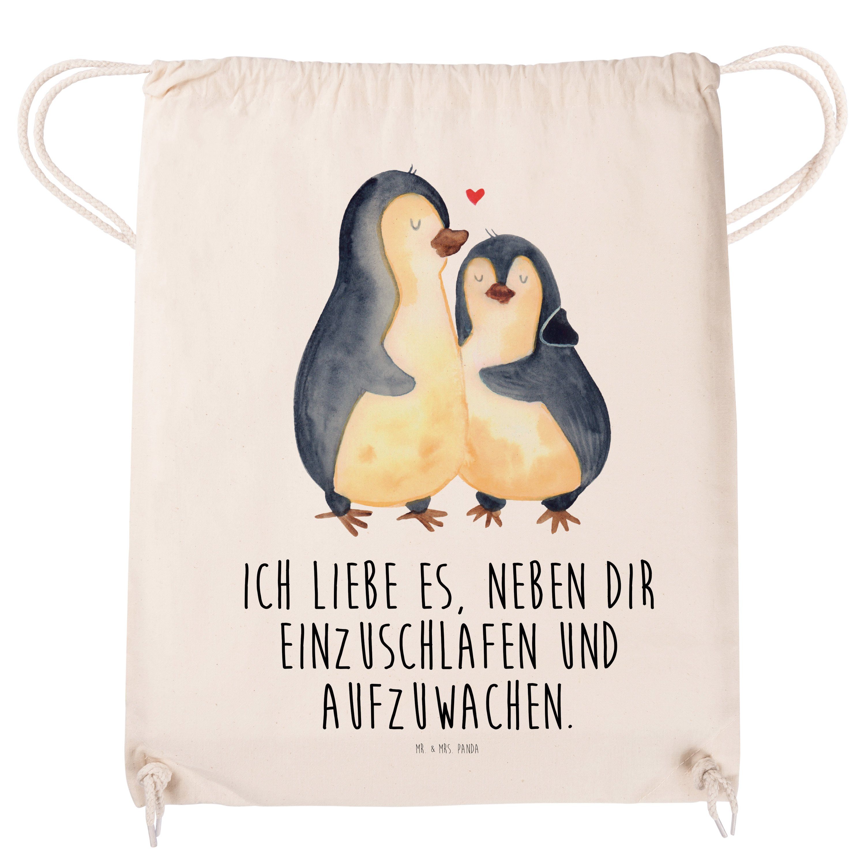 Mr. & Mrs. Geschenk, Transparent Sporttasche Pinguine Einschlafen Stoffbeutel, - Sportbeut Panda - (1-tlg)