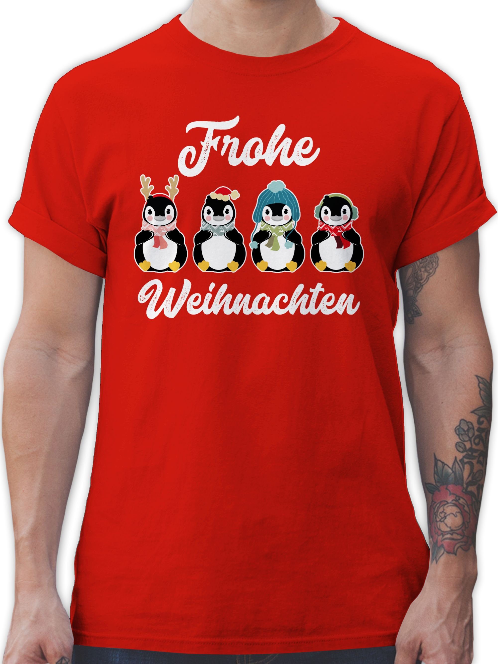 Shirtracer TShirt »Frohe Weihnachten Pinguine weiß Weihnachten