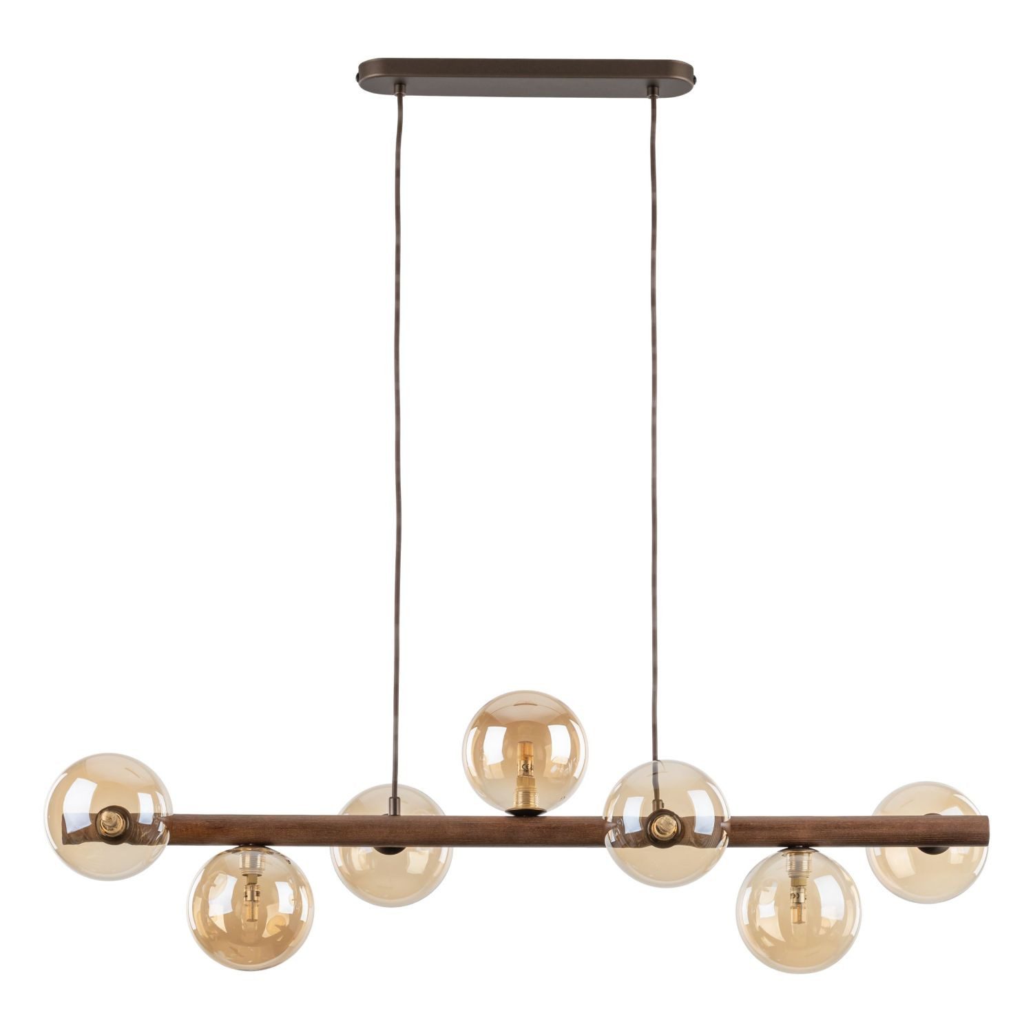 Licht-Erlebnisse Pendelleuchte MIEKE, ohne Leuchtmittel, Rauchglas Metall H: max. 125 cm Braun Bernstein G9 Kugel Schirm