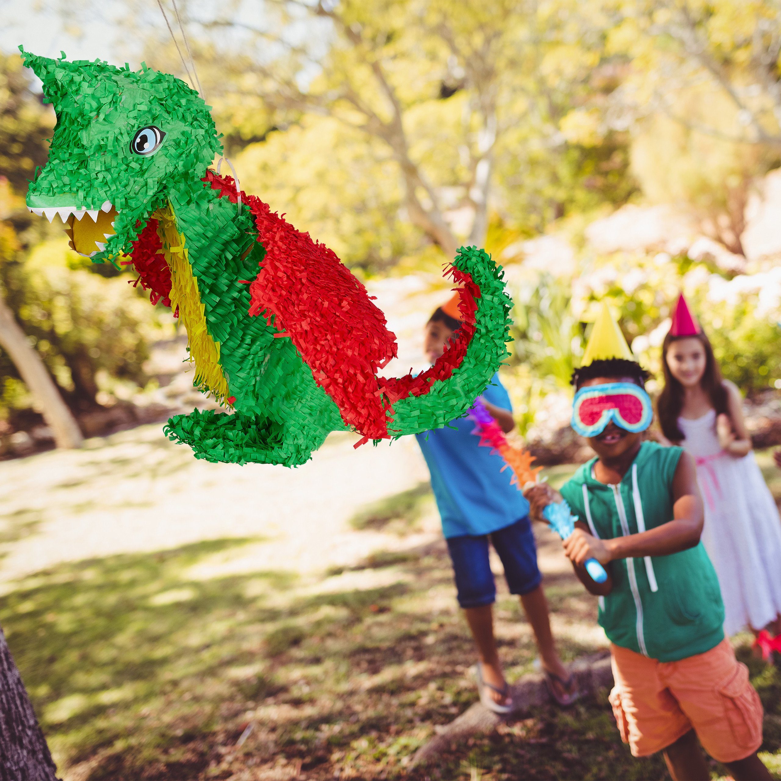 3-teiliges Papierdekoration relaxdays Pinata Drache Set