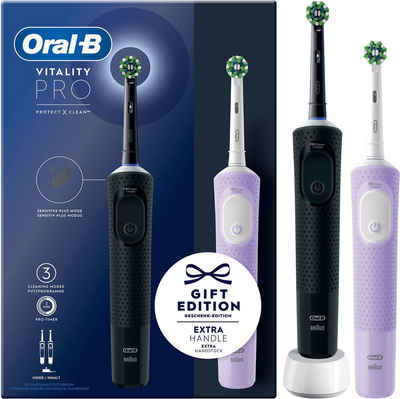 Oral B Elektrische Zahnbürste Vitality Pro, Aufsteckbürsten: 2 St., 3 Putzmodi, Doppelpack