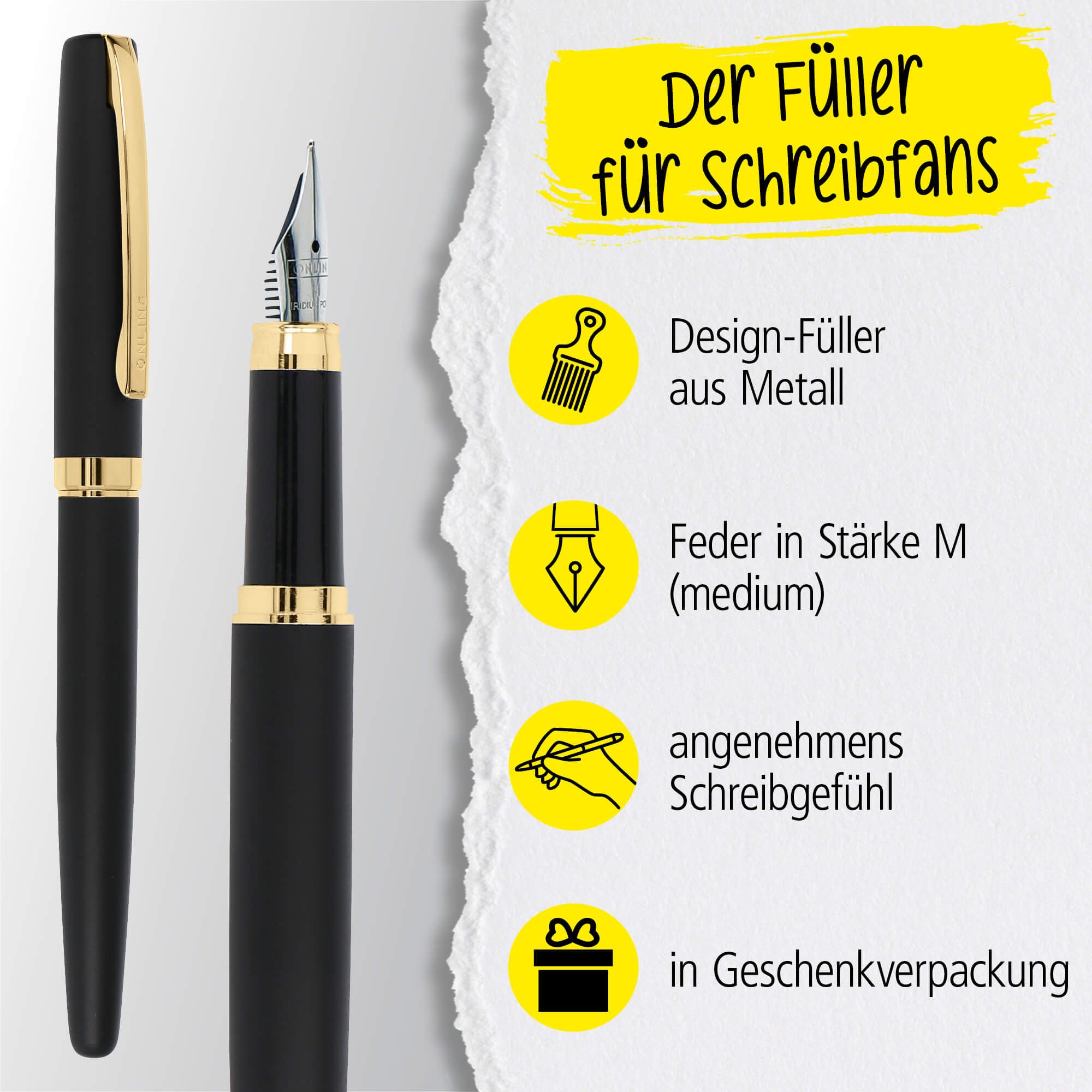 Online Pen Füller Eleganza Füllhalter, (aus Metall, inkl. Tintenpatrone, Federstärke medium), in Geschenkbox