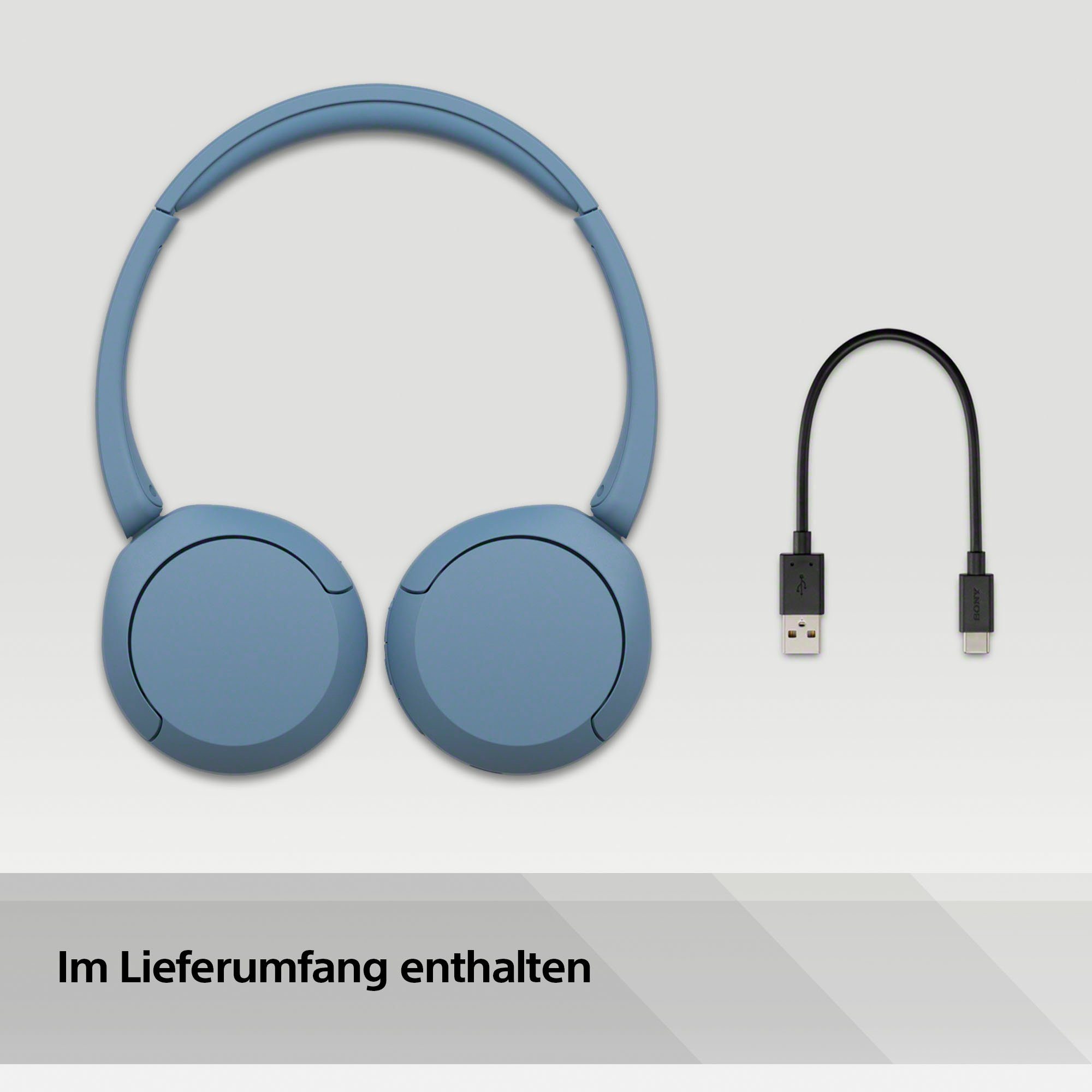 WHCH520 Akkulaufzeit) Rauschunterdrückung, Blau 50 (Freisprechfunktion, On-Ear-Kopfhörer Assistant, Bluetooth, Std. Siri, Sony Google