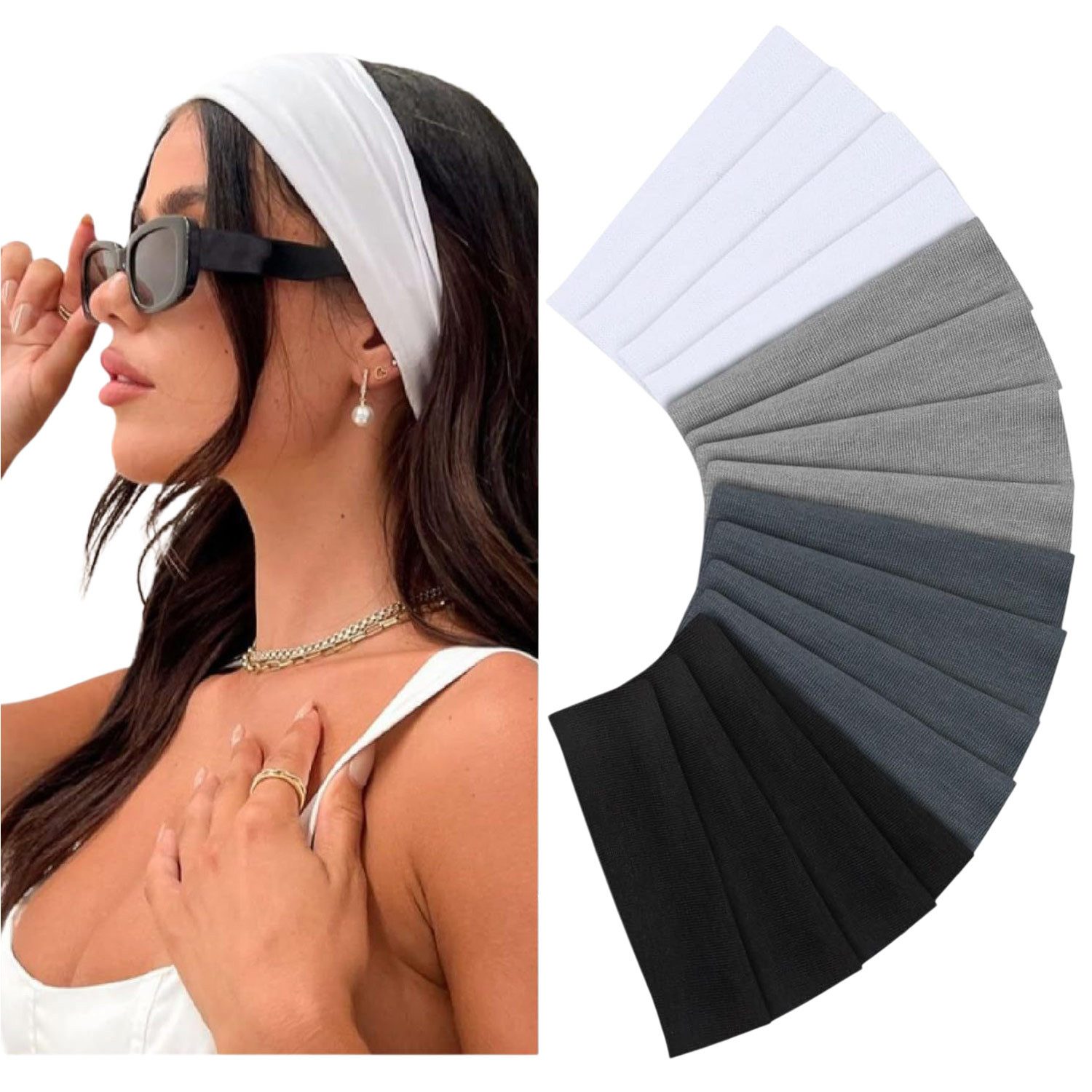 Stirnband Stirnband Damen Sport,rutschfeste Haarbänder,Atmungsaktiv,16 Stück