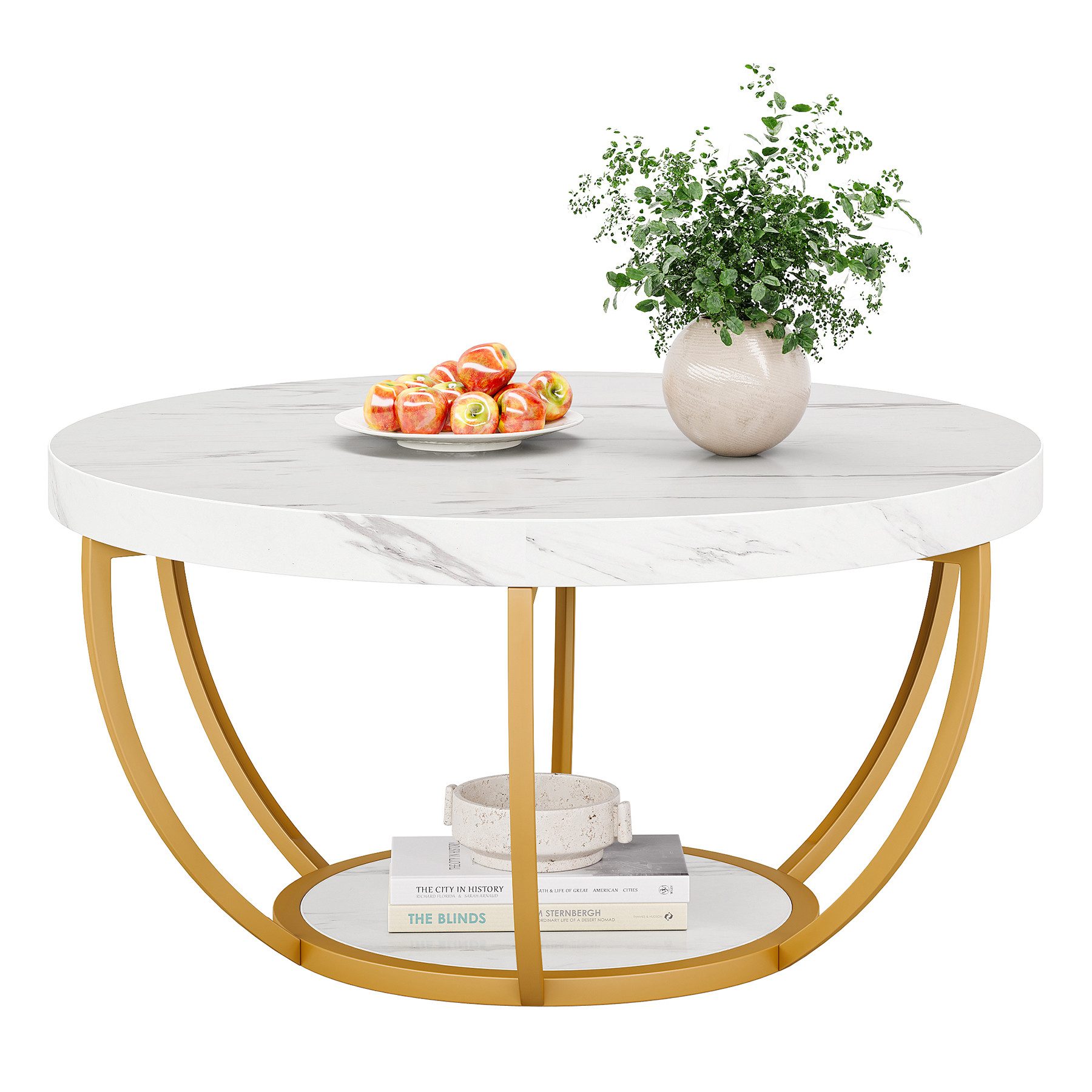 Tribesigns Couchtisch Runde Kaffeetisch Beistelltisch, Industrial 2-Tier-Kr günstig online kaufen