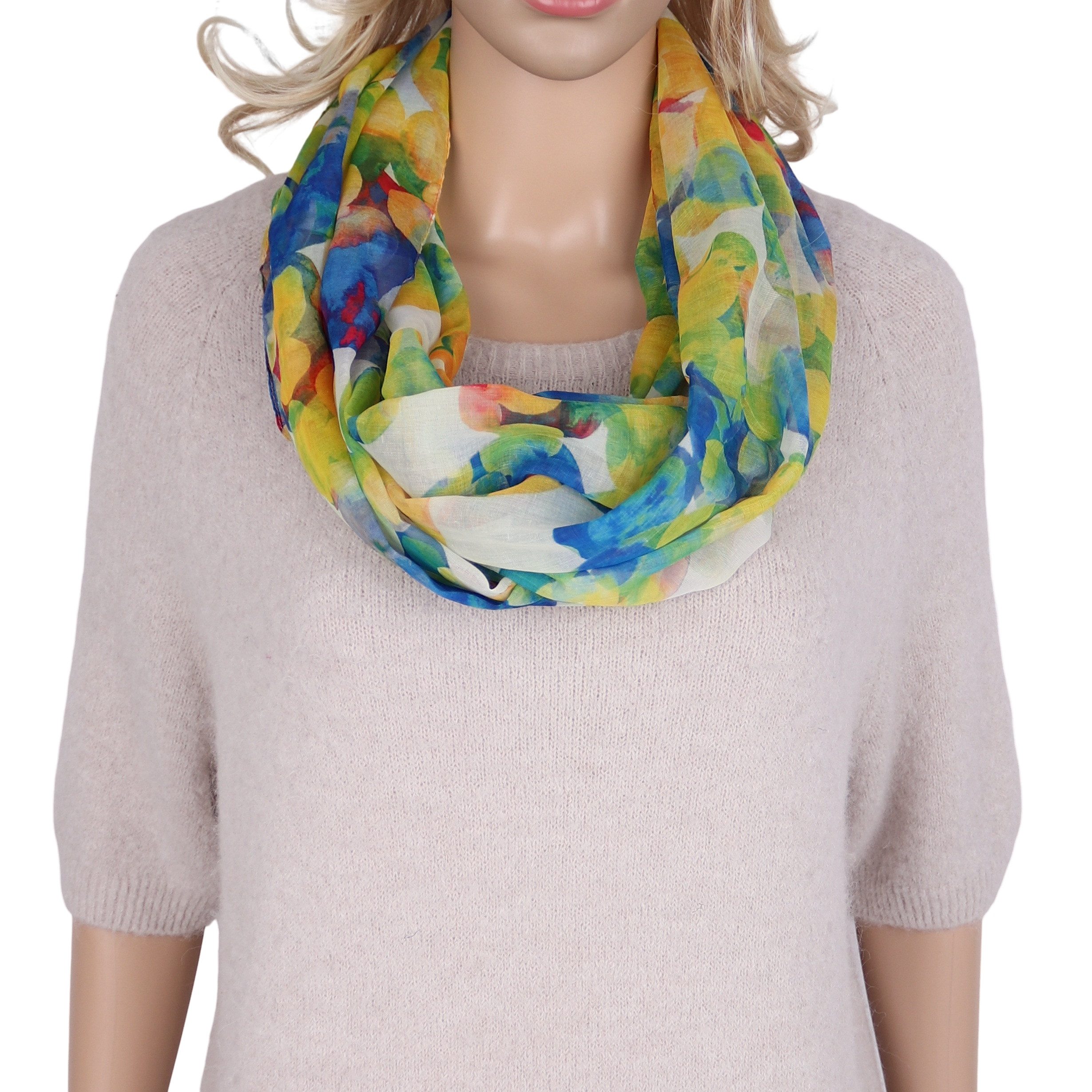 Loop Damen Schal mit Tollem Muster Weich aus 700% Viskose, Schlauchschal