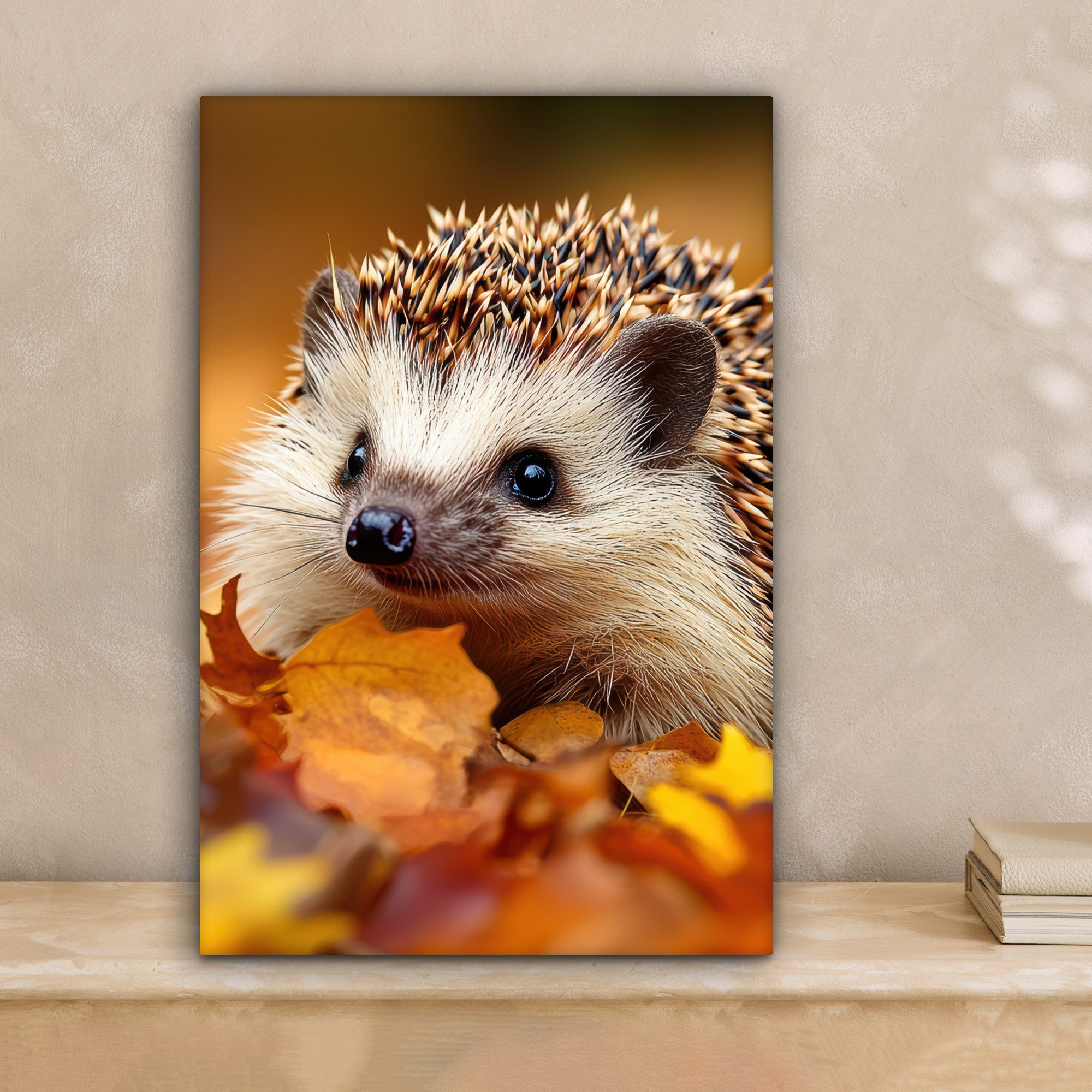 OneMillionCanvasses® Leinwandbild Igel - Wald - Herbstblätter - Herbst - Wa günstig online kaufen