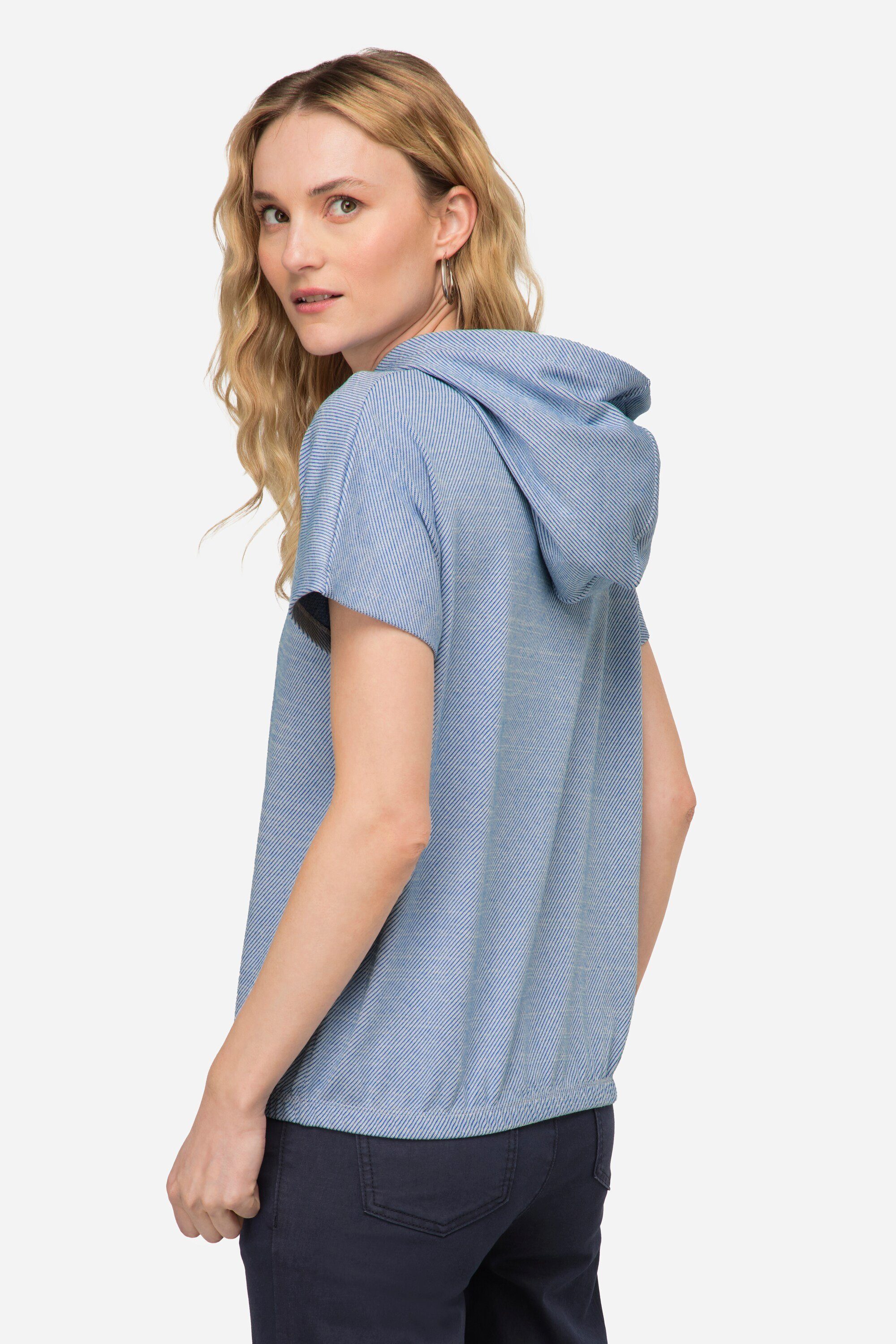 Laurasøn elastischer Kapuze Sweatshirt dunkles Saum Hoodie himmelblau oversized
