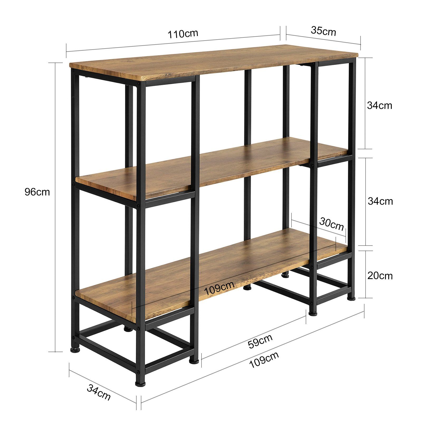 Konsolentisch Beistelltisch Flurtisch Ablagen FSB33, 3 Sideboard Metall SoBuy mit Dekotisch