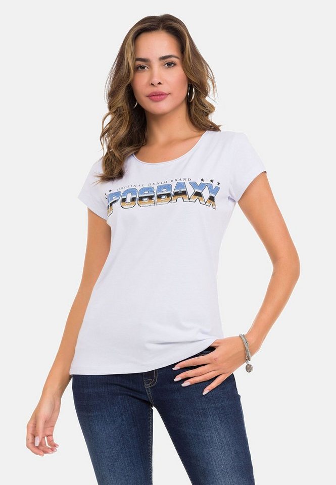 Cipo & Baxx T-Shirt mit funkelnden Strasssteinen, Hoher Baumwollanteil für  perfekten Tragekomfort