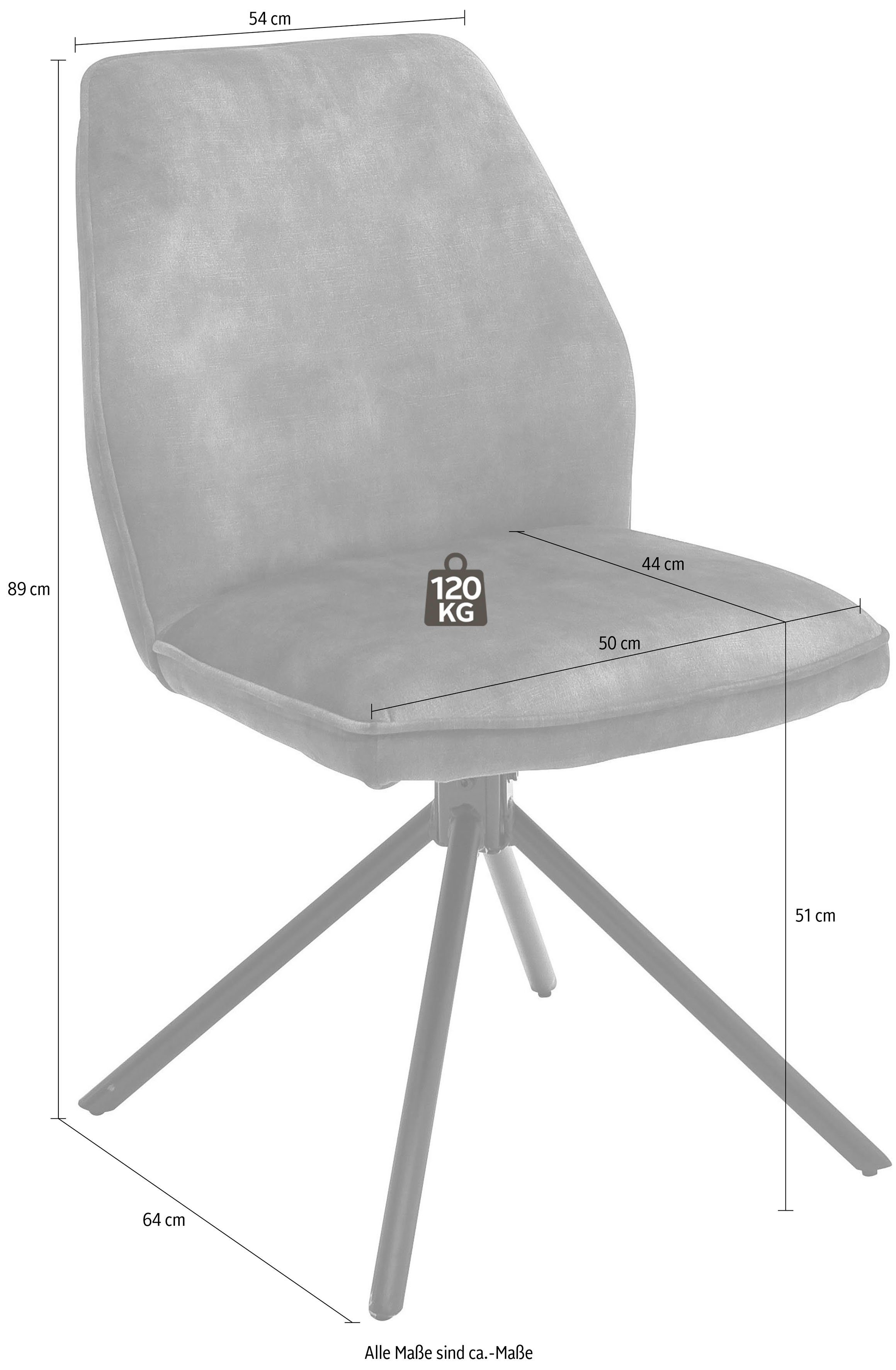 bis Anthrazit St), Anthrazit furniture 120 (Set, Stuhl 2 Vintage Ottawa | Kg Esszimmerstuhl Veloursoptik MCA mit Keder, belastbar