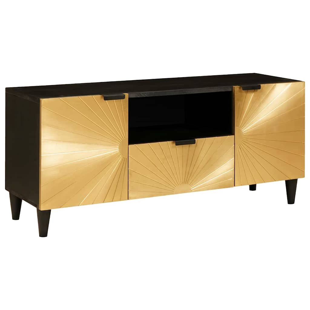 vidaXL Media-Regal TV-Schränk Schwarz und Gold 105 x 33 x 46 cm massives holz, 1-tlg.