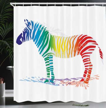 Abakuhaus Duschvorhang Moderner Digitaldruck mit 12 Haken auf Stoff Wasser Resistent Breite 175 cm, Höhe 180 cm, Bunt Zebra Regenbogen-Farben