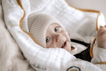 Babydecke Babydecke mit süßen Schriftzügenaus 100% Musselin Bio-Baumwolle, Mama Poppins Germany, Designed in Germany