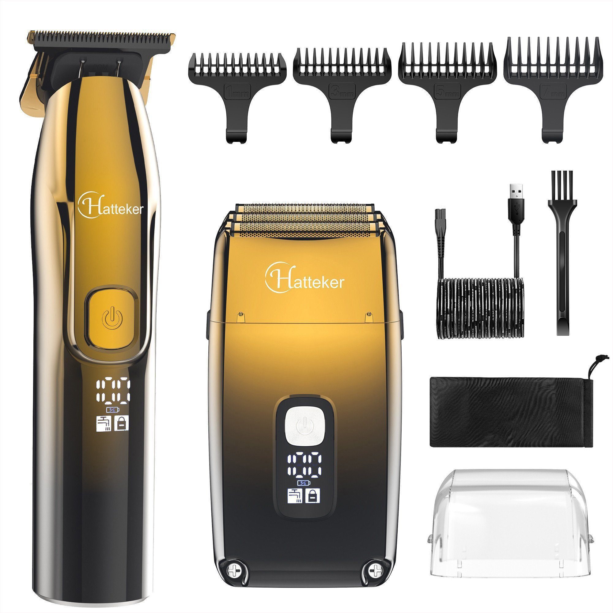 HATTEKER Haarschneider RSCW-767, Bartschneider Elektrorasierer, Wet&Dry