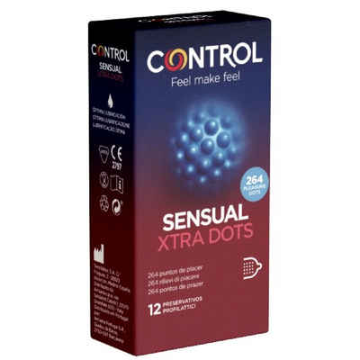 CONTROL CONDOMS Kondome SENSUAL Xtra Dots Packung mit, 12 St., aufregende Kondome, intensive Gefühle, Kondome mit 264 Noppen für die Rundum-Stimulation