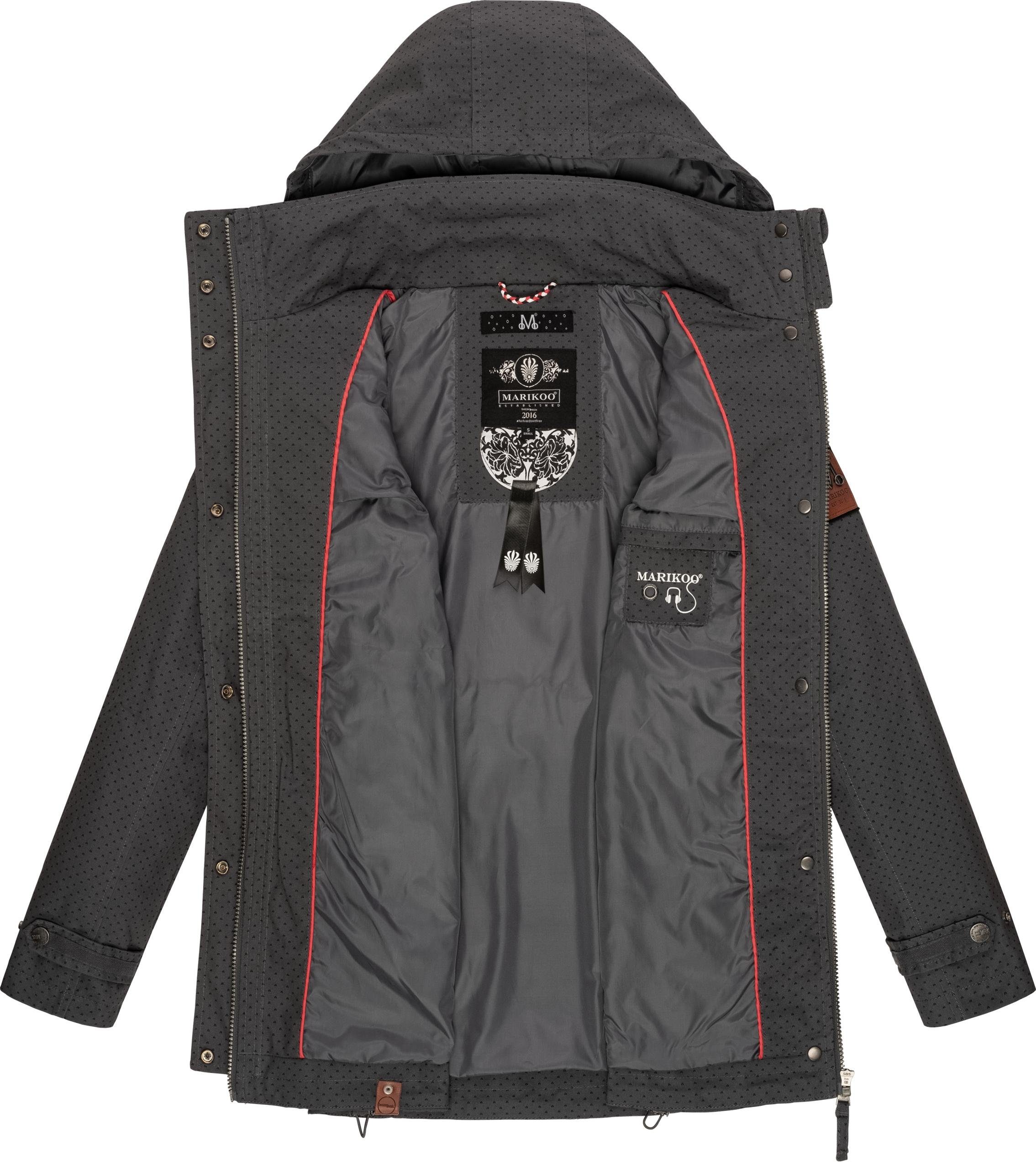 Marikoo Outdoorjacke Nyokoo modische Baumwoll Übergangsjacke mit großer Kapuze