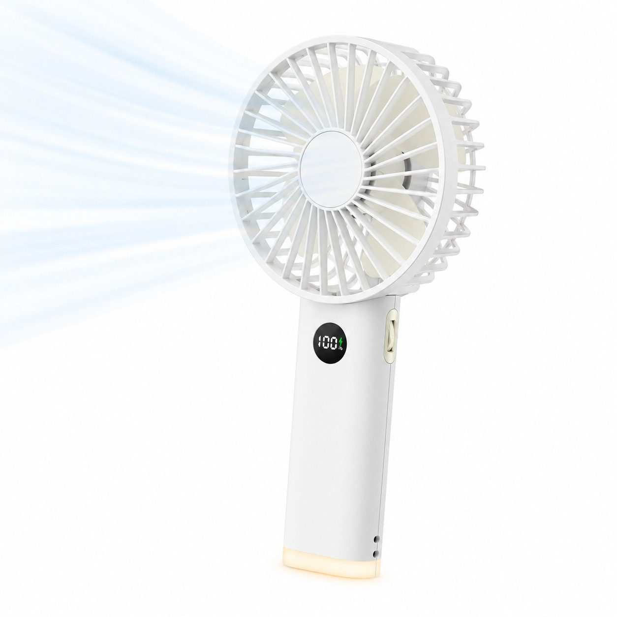 Zantan Handventilator digitale Anzeige & warmes Nachtlicht, Ventilator für Büro, Reisen, Camping und Zuhause