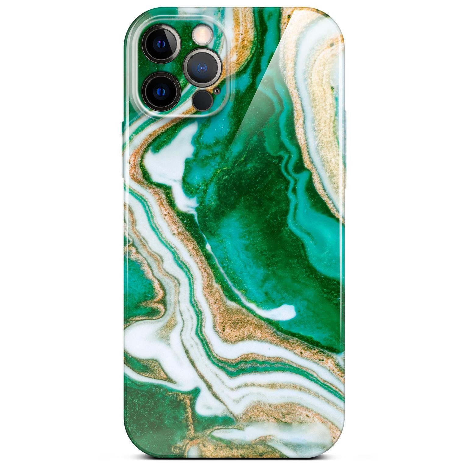 ONEFLOW Handyhülle für iPhone 12 Pro Hülle Marmor Bliss Cover Grün Gold 6,1 Zoll, Handy Schutz Backcover Handytasche Case Schutzhülle mit Kameraschutz