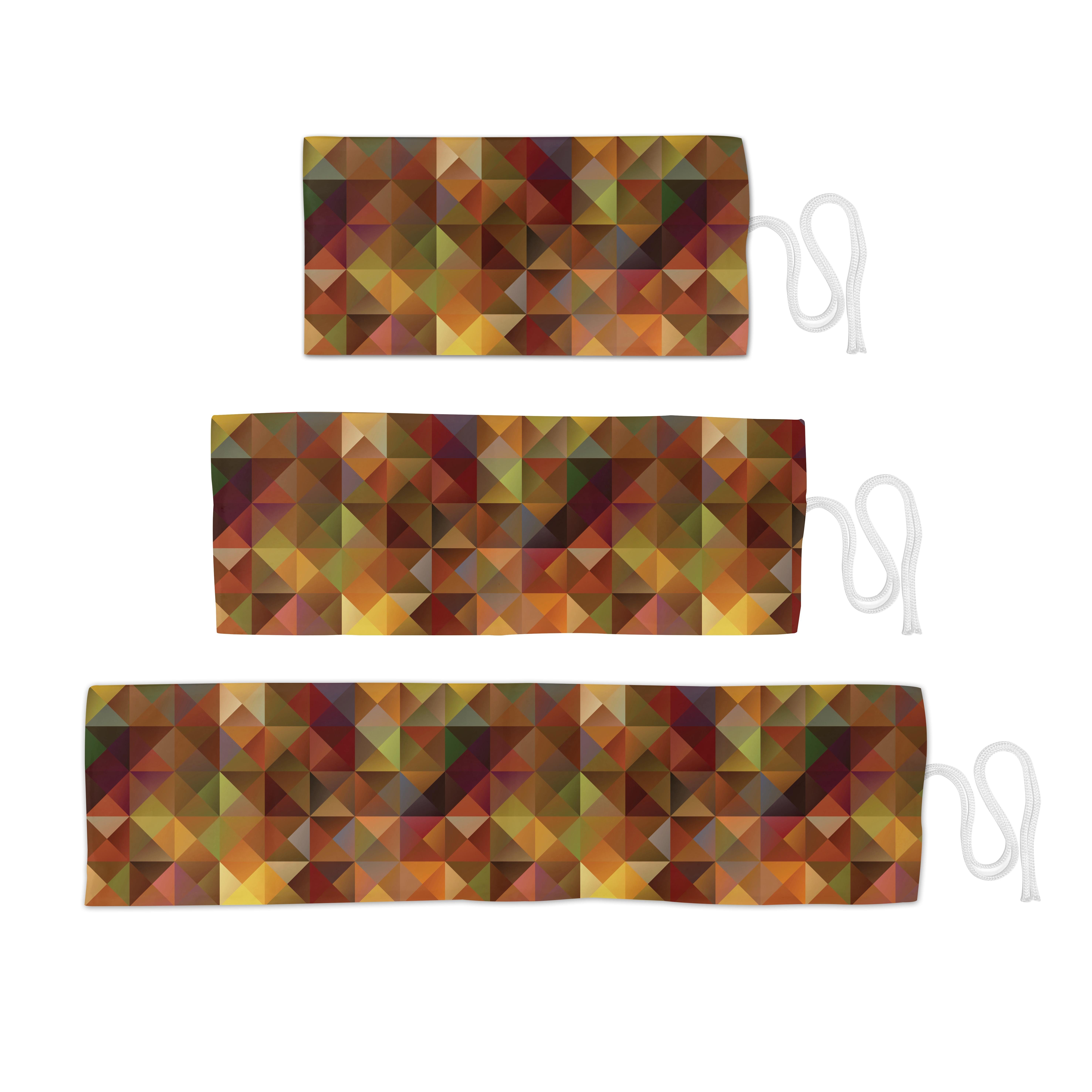 Stiftablage tragbar Ringelblume und Federmäppchen Organizer, Braun Abakuhaus Geometrisches Segeltuch Bunt langlebig Grid-Mosaik