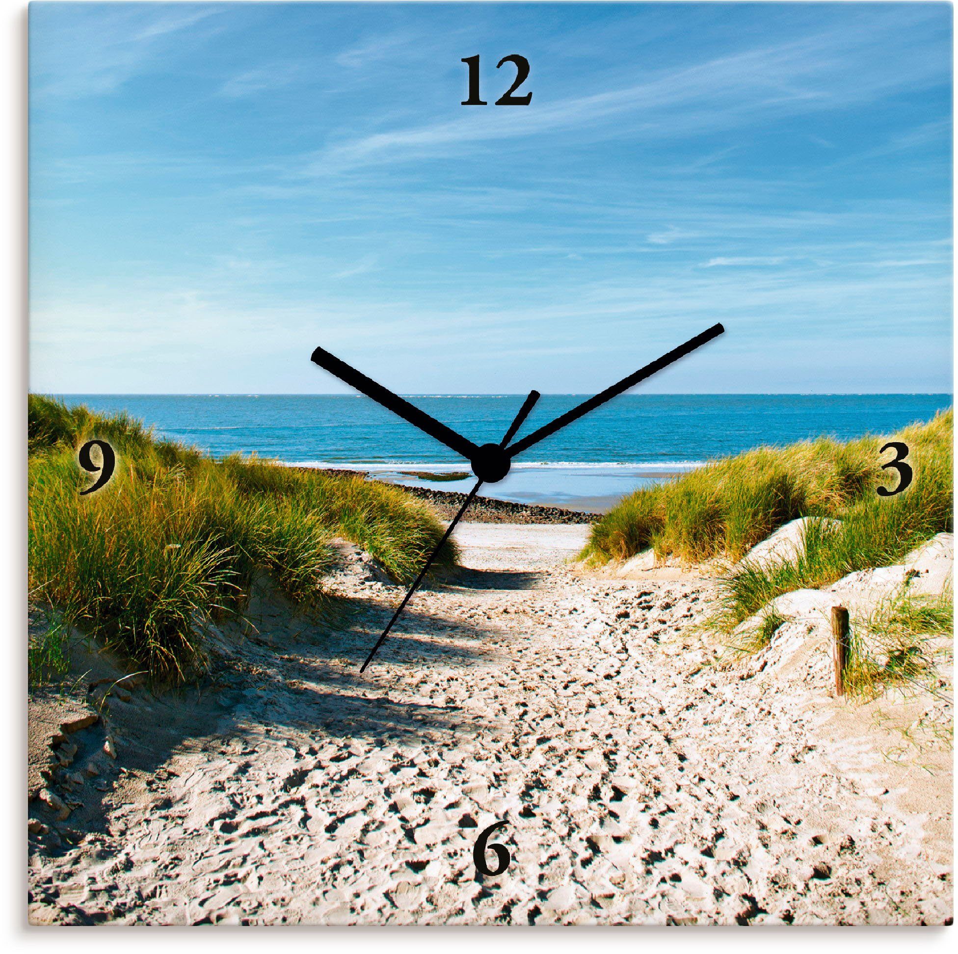 Artland Wanduhr Strand mit Sanddünen ohne Funkuhrwerk, Weg lautlos Tickgeräusche) See mit und (wahlweise oder Quarz- zur