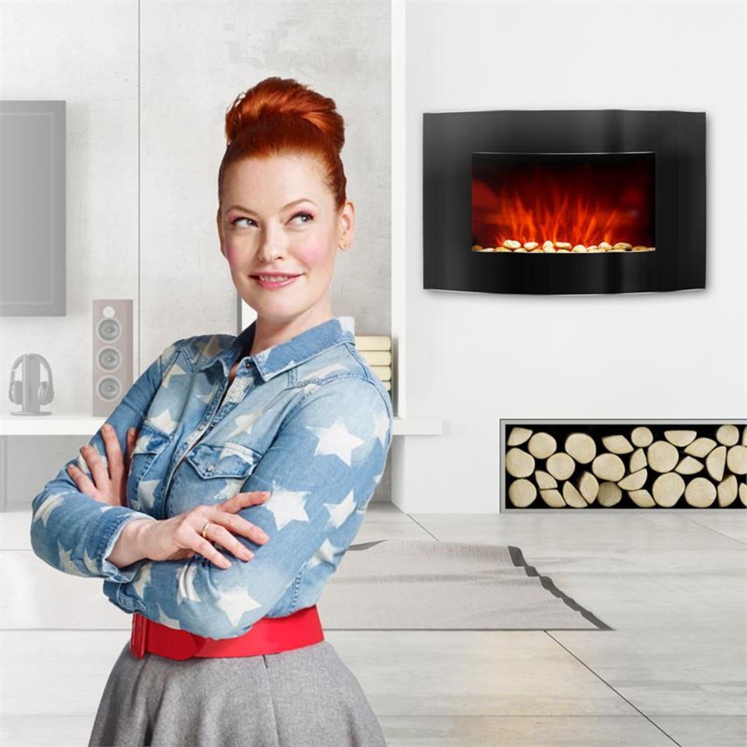 Klarstein Elektrokamin Lausanne, elektrischer Kamin Heizfunktion elektrischer Kaminofen Elektrokamin