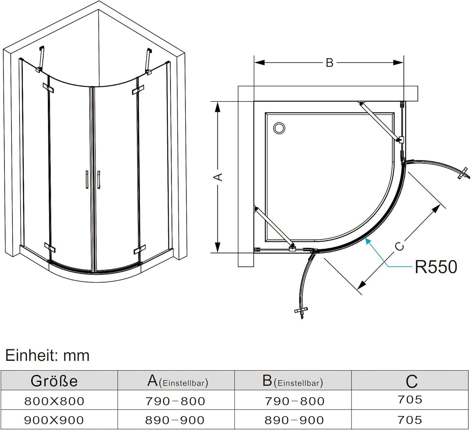 MIQU Eckdusche Runddusche mit Falttür – günstig online kaufen