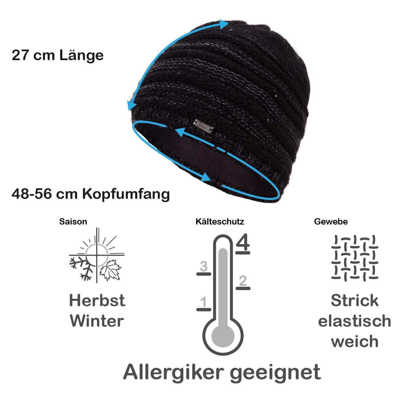 Faera Strickmütze Wintermütze Damen Mütze Beanie Haube gefüttert Strickmütze Damenmütze