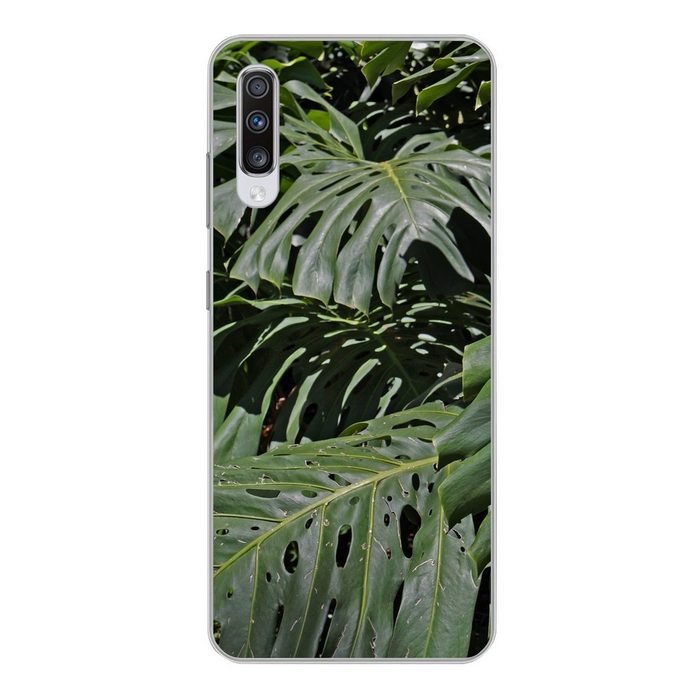 MuchoWow Handyhülle Grüne Monsterblätter Phone Case Handyhülle Samsung Galaxy A70 Silikon Schutzhülle