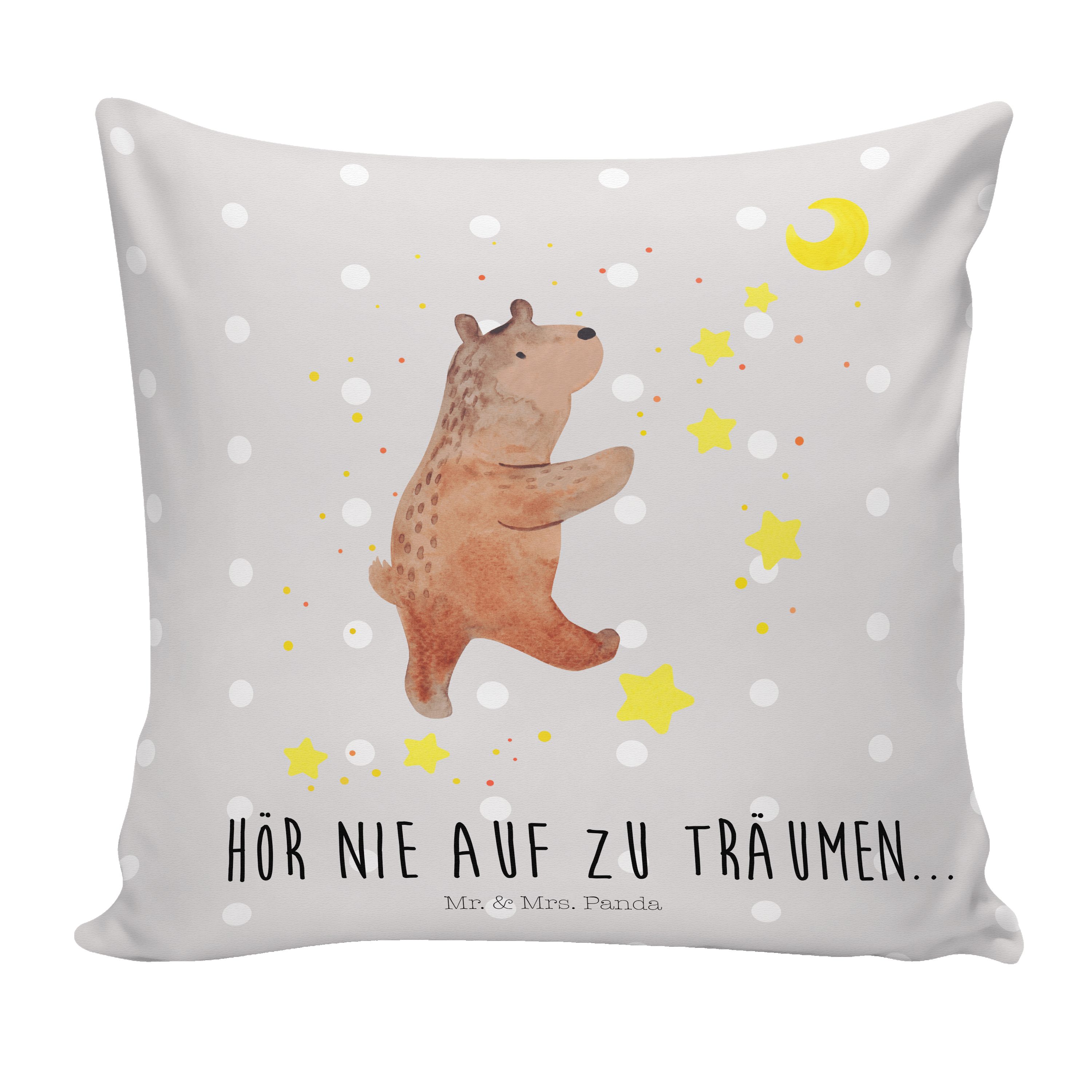 Panda & Grau Kissenhülle, Mr. Dekokissen Teddybär, Geschenk, Mrs. - Träume Pastell Traumde Bär -