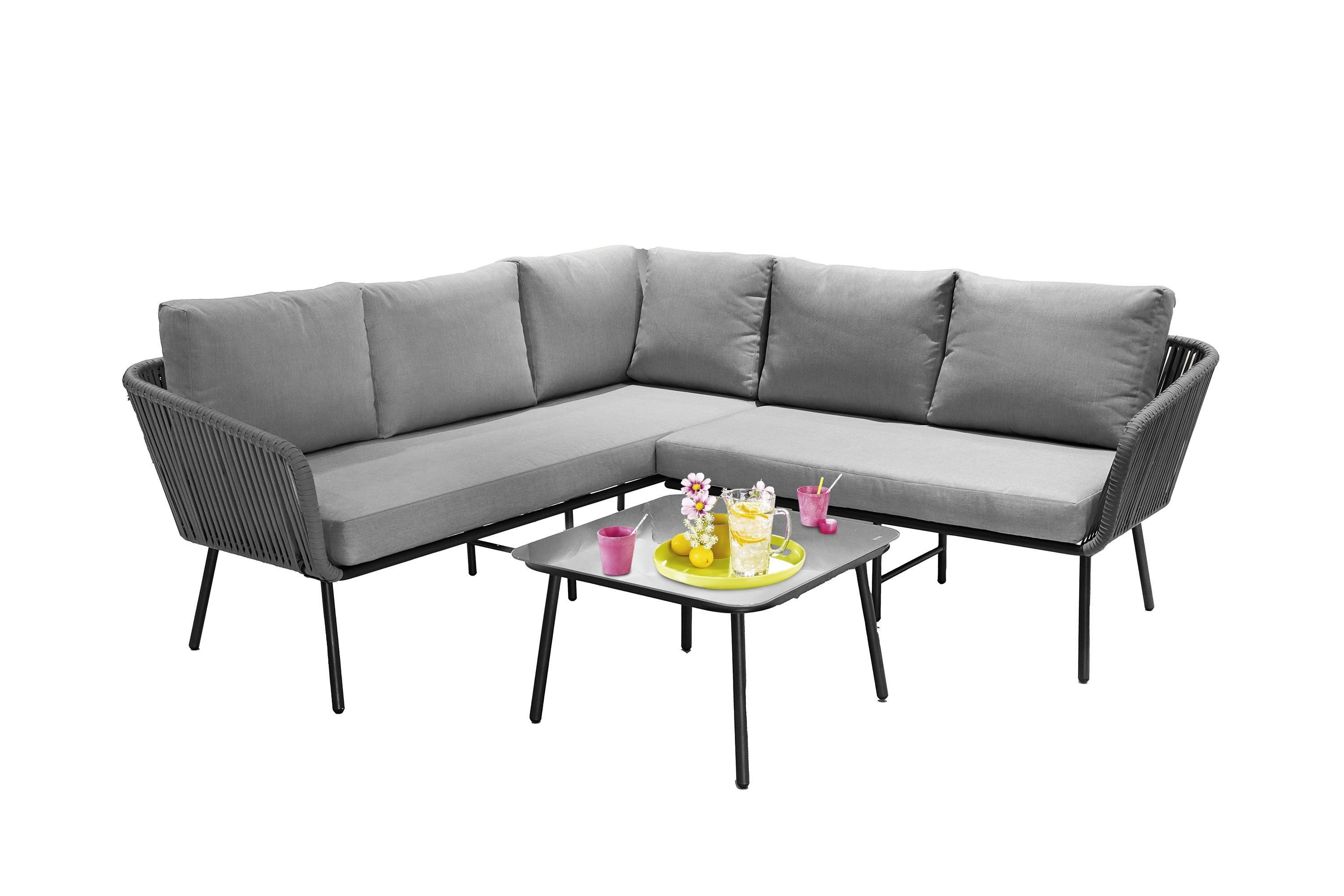 casa NOVA Gartenlounge-Set casa NOVA Loungeecke RENO BHT 155x70x219 cm grau Garten-Sofa