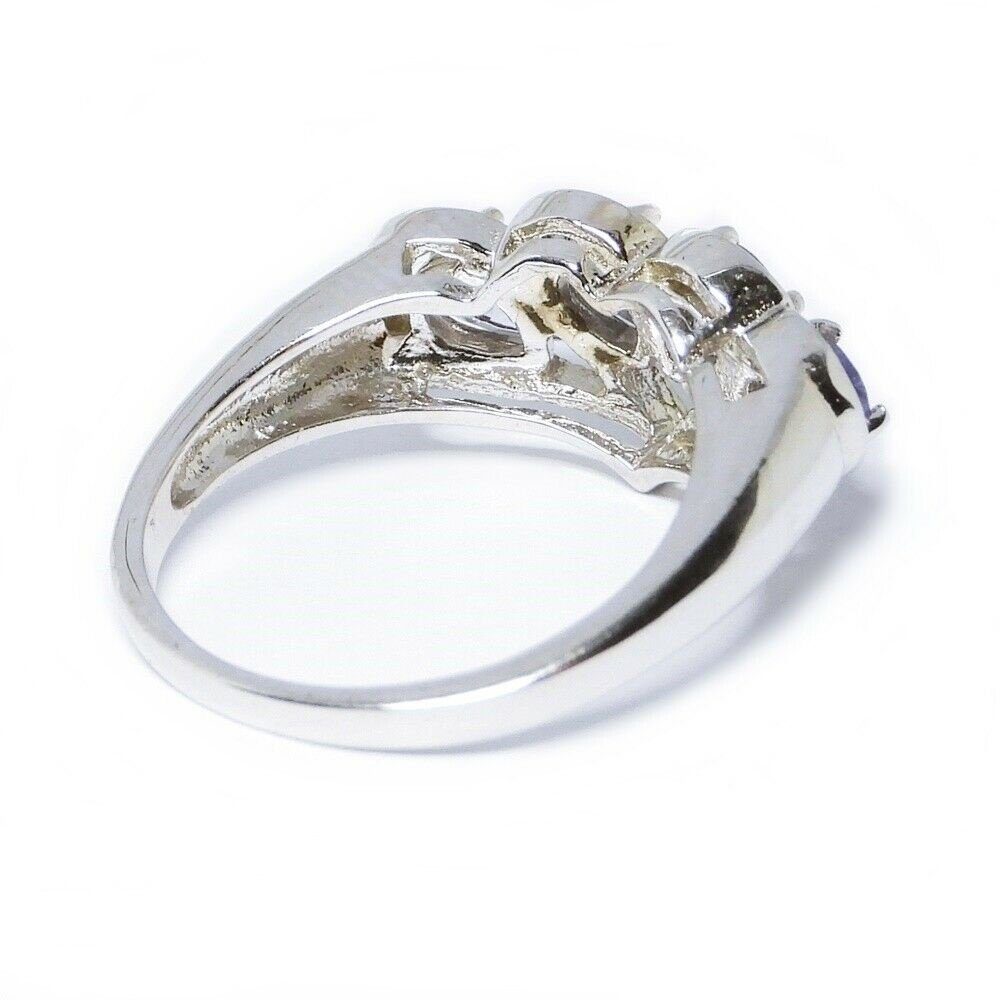 Edelsteine aus Tansanit Goldene 925 Ring echte Silberring Herzform, Damen Hufeisen Sterlingsilber Einzelstück, Handarbeit
