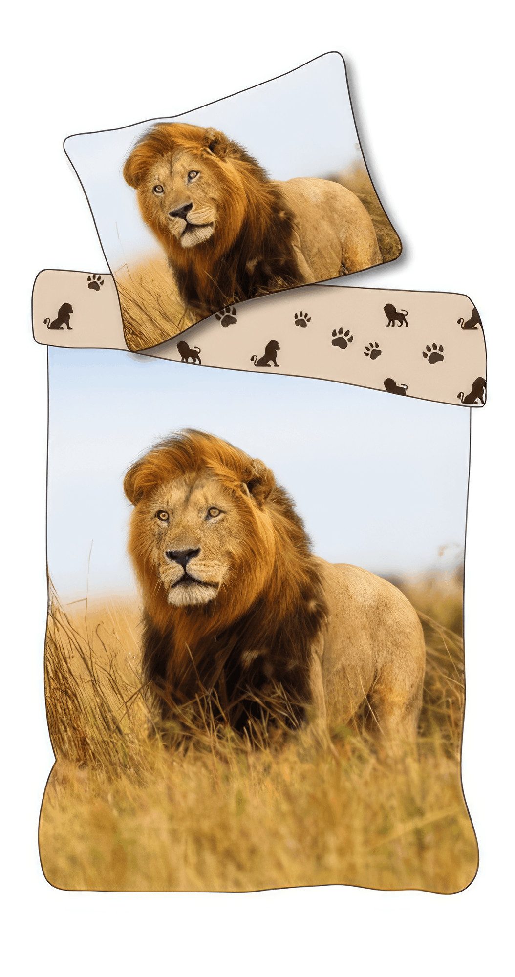 BrandMac Kinderbettwäsche Bettwäsche Set Löwe Savanne Safari 2-teilig 135x200cm 100% Baumwolle, 2 teilig, Langlebig – Bild 2 von 5