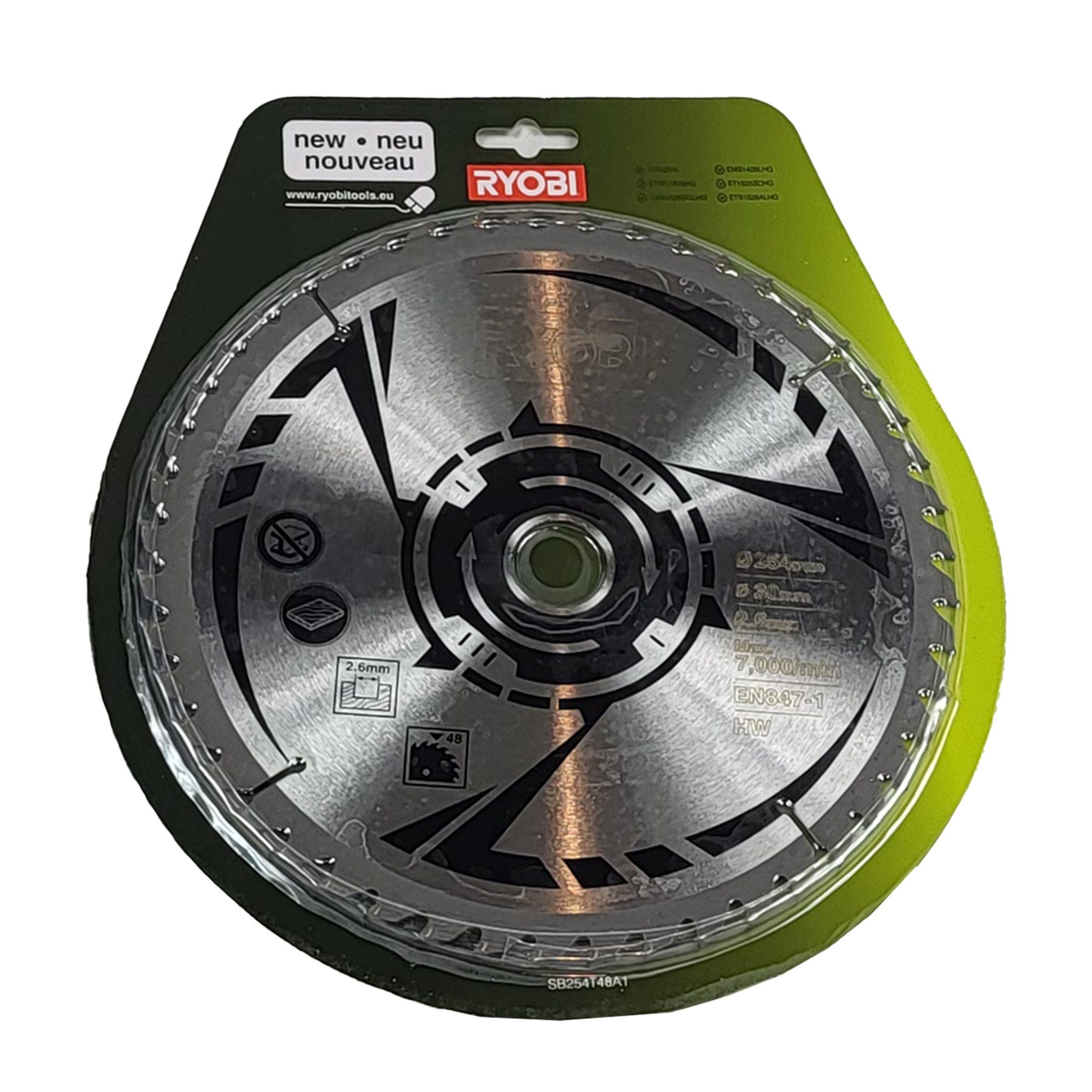 RYOBI Kreissägeblatt Ryobi SB254T48A1 – Sägeblatt 254mm 48Z HM für Holz