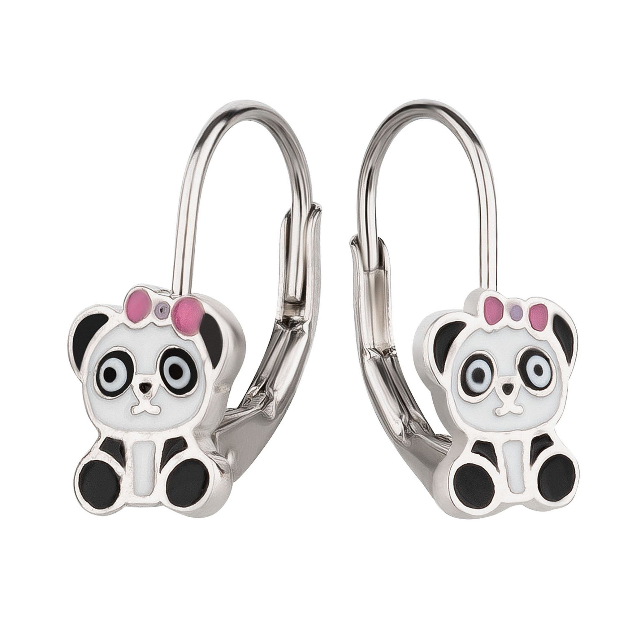 schmuck23 Paar Ohrhänger Kinder Ohrringe Panda Bär 925 Silber Mädchen, Mädchen Kinderschmuck echte Silberohrringe | Ohrhänger