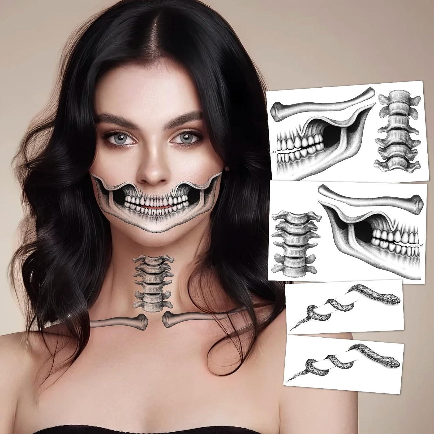 LuxusKollektion Kindertattoo Tattoo Gesicht Skelett 4 Bogen