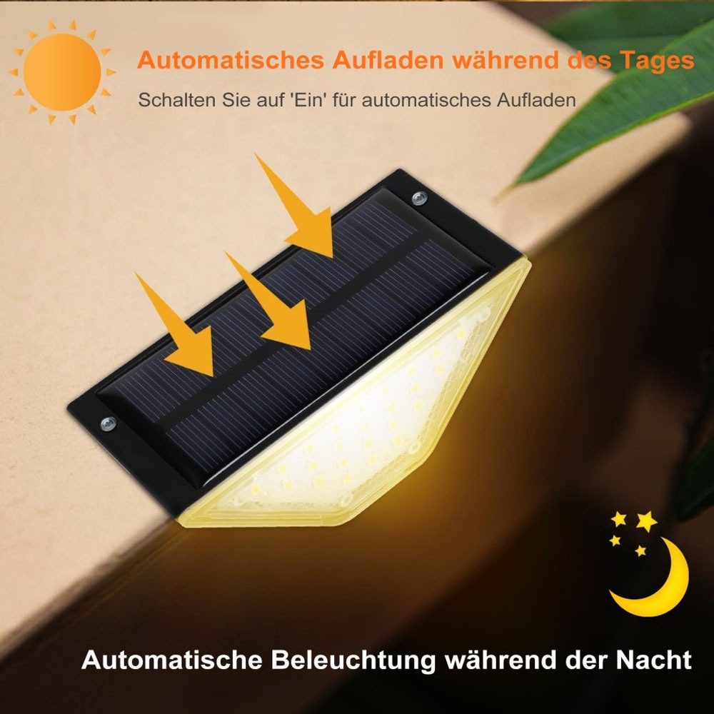 QUBEBU LED Solarleuchte Solar Bodenleuchten Aussen Solarleuchte Garten, Solar-Stufenleuchten, 3000K Warmweiß LED Stufenleuchte, für Treppen Stufen Zäune Höfe We – Bild 3 von 5