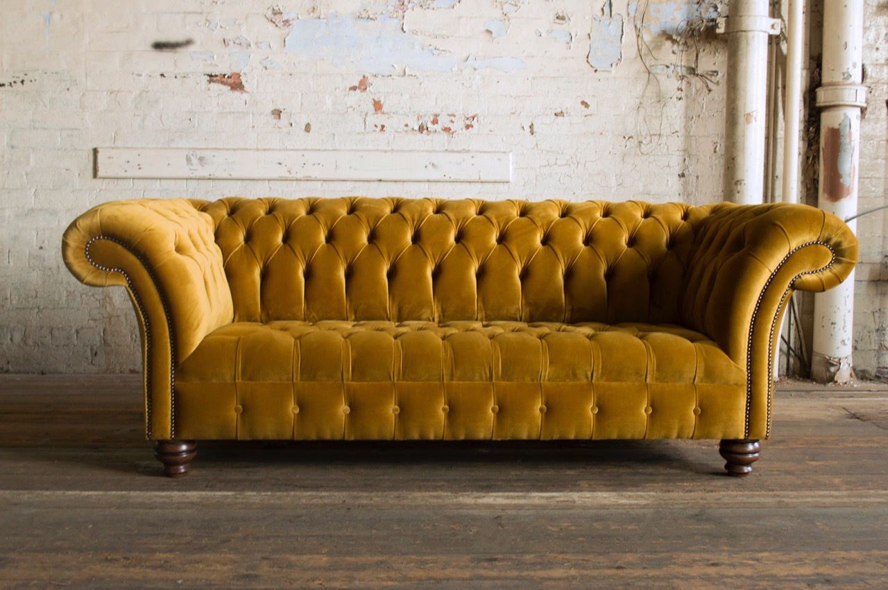 JVmoebel Chesterfield-Sofa Chesterfield Sofa aus Leder und Textil in eleganter Optik, Made in Europa