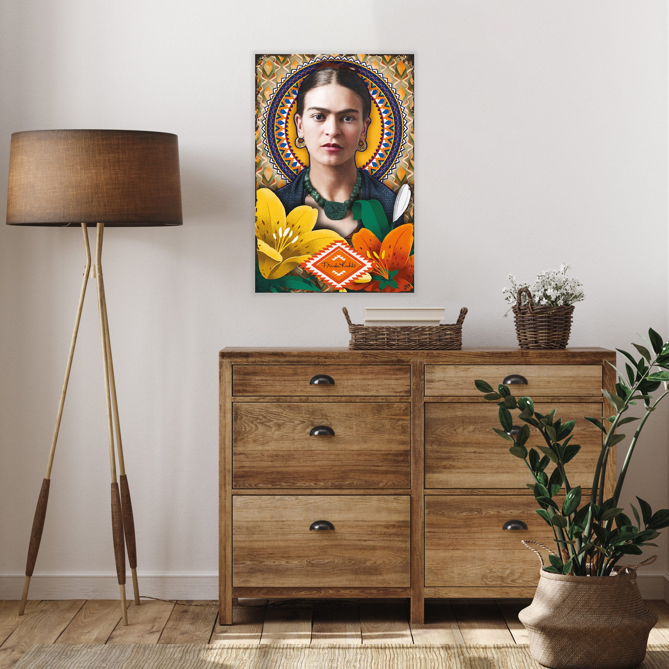 LuckyLinde Wanddekoobjekt Frida Kahlo - Blumen (1 St), Exklusive JANOSCH Kindermotive, Stahlschild
