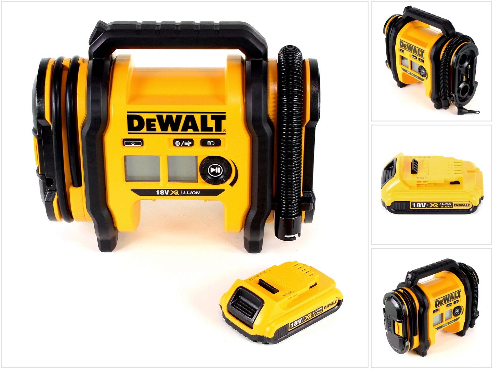 DeWalt Akku-Handkompressor DCC 018 N Akku Luftkompressor 18V 11bar KFZ + 1x Akku 2,0Ah - ohne L