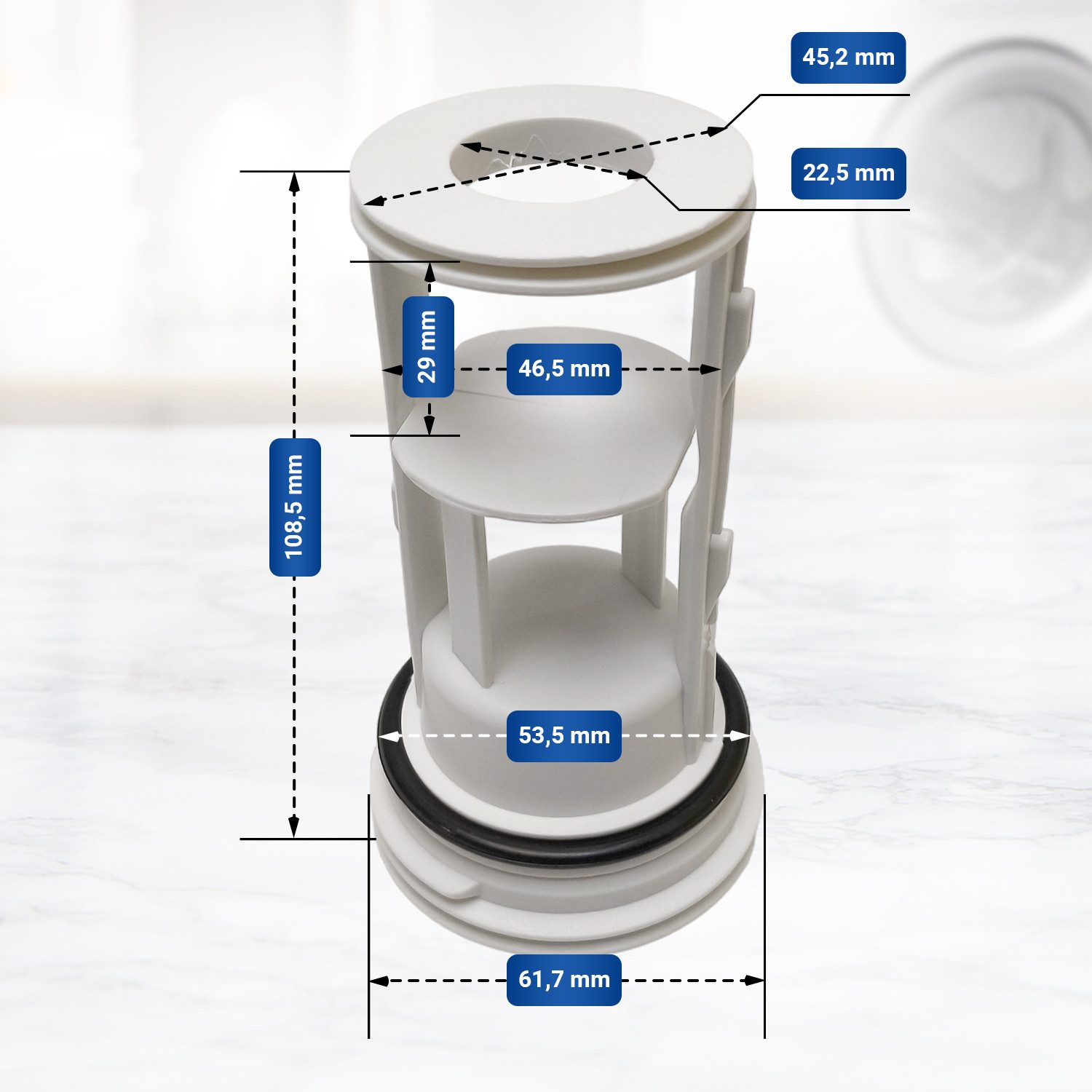 VIOKS Ersatzfilter Flusensieb Ersatz für Zanussi 50290260004, mit Deckel und Dichtung für Waschmaschine