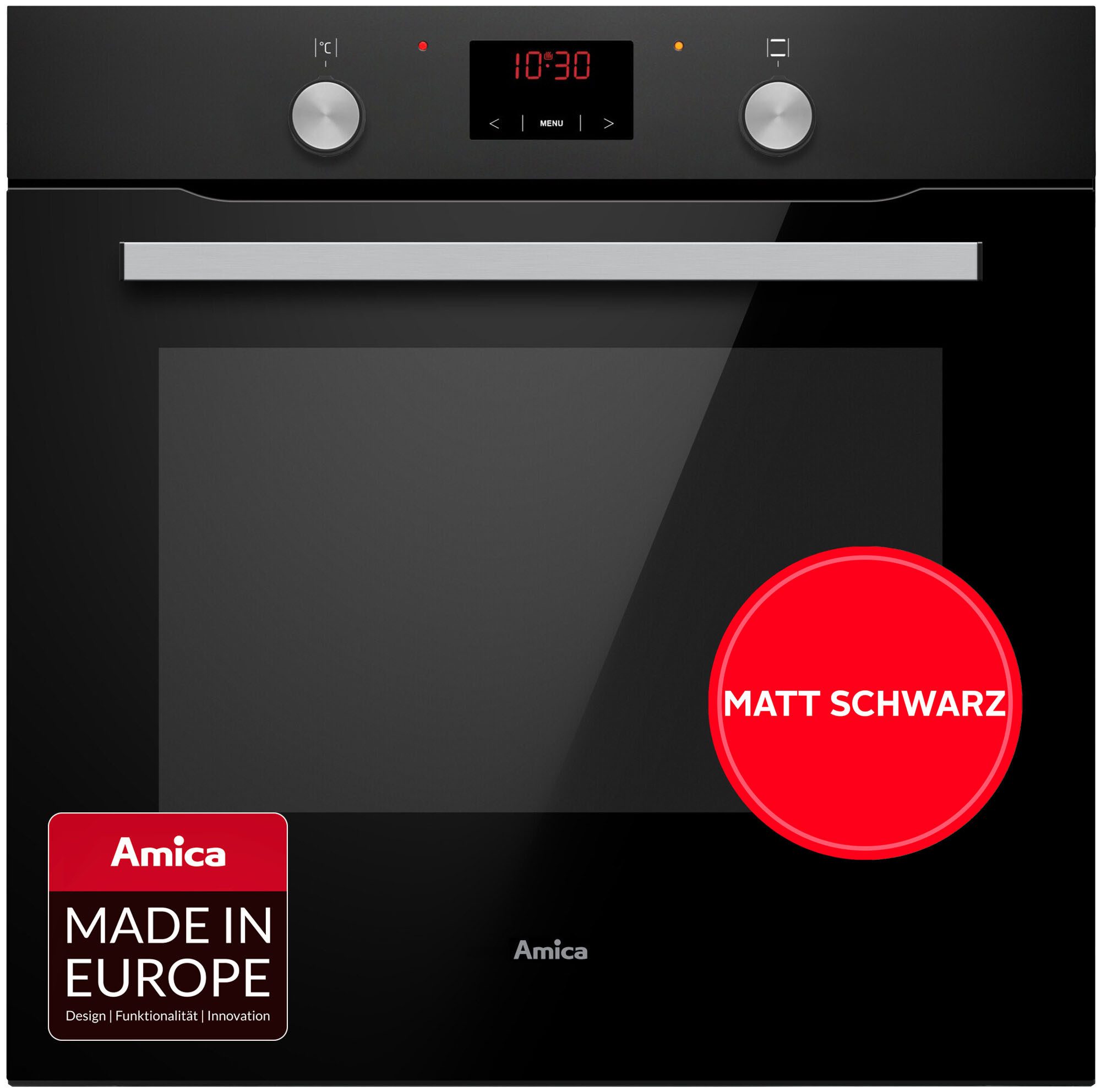 Amica Backofen ABE 9431 SM, mit Teleskopauszug nachrüstbar, Steam Clean, Viel Platz, sichere Tür und einfache Reinigung für entspanntes Backen