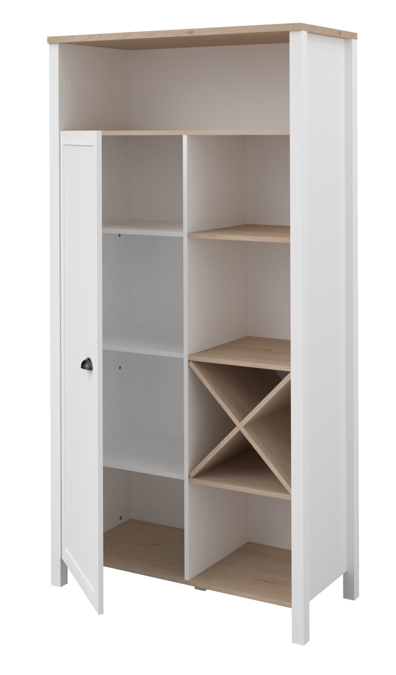 Parisot Mehrzweckschrank Parisot Buffet Cottage 11 Landhaus, 1 Tür, in Weiss / Eiche Dekor - 95x185x43cm (B/H/T)