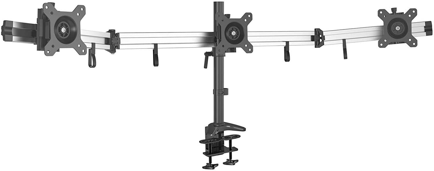 HFTEK Monitor-Halterung, (3-Fach-Monitorarm - Tischhalterung für 3 Bildschirme von 15 – 27 Zoll)